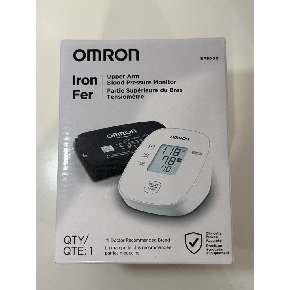 Omron Upper Arm Blood Pressure Monitor White BP5000 Tested & Working